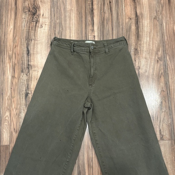 Sz 8 Sailor Wide Leg Green Denim Jeans Pants Bottoms Cotton Casual Everyday - Picture 7 of 9